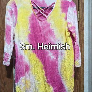 Yellow and pink tie-dye shirt